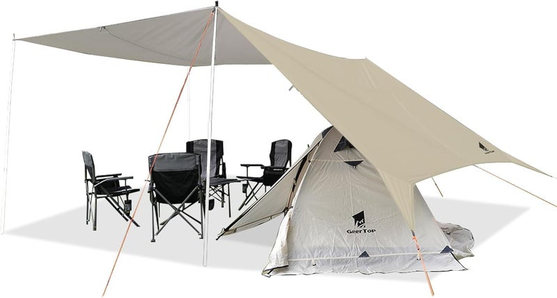 GEERTOP Portable Backpacking Tent Tarp 17 x 10 ft Large Hammock Rain Fly Tarp Shelter Camp Awning for Outdoor Travelling - No Includes Poles - Image 1